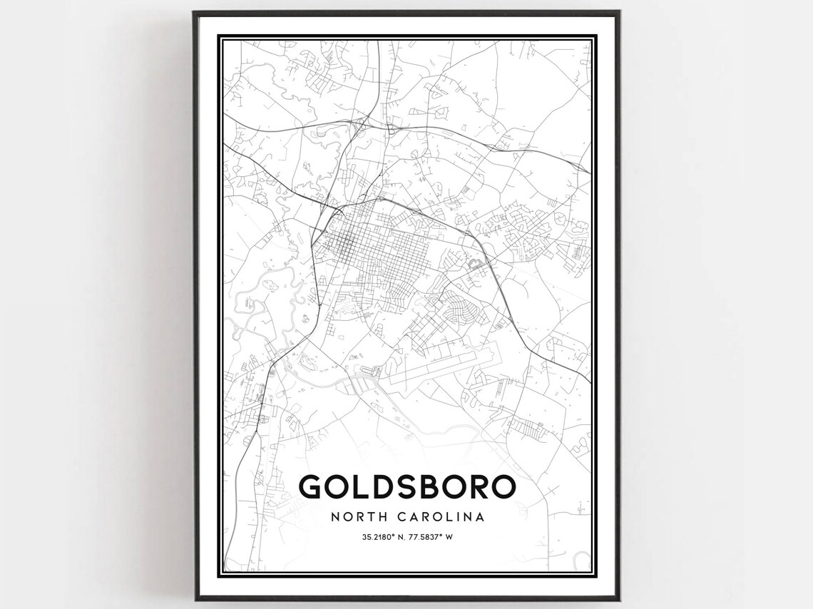 Goldsboro North Carolina Minimalist City Street Map Line Art Poster