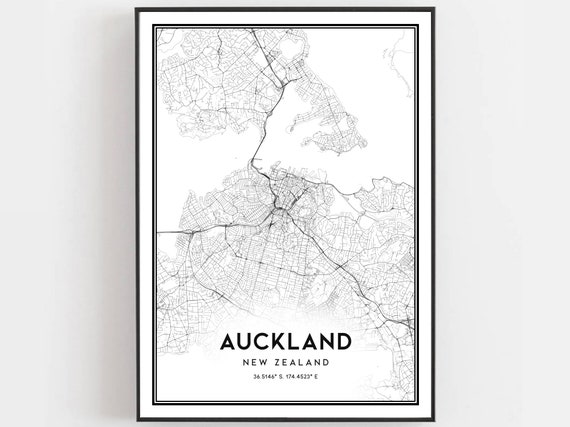 Auckland Map Print Poster Wall Art City Street Decor Road Gift B213