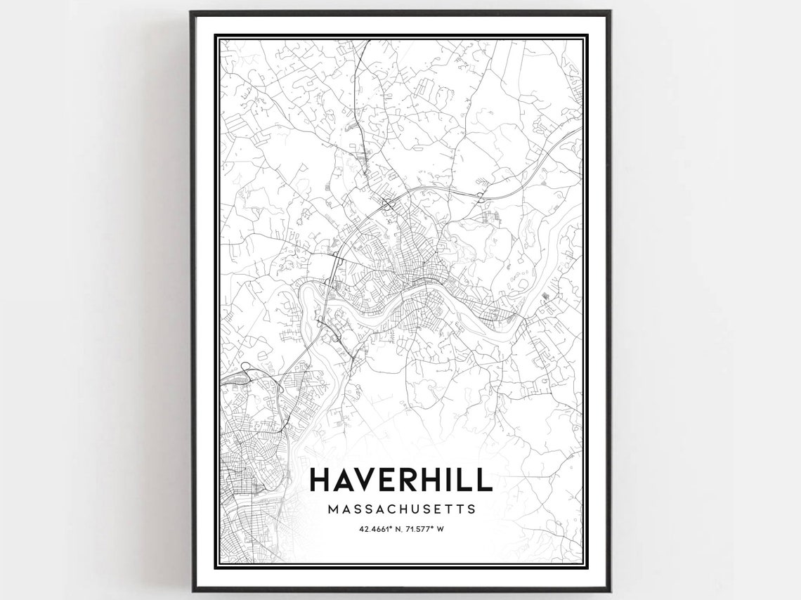Haverhill Massachusetts Minimal Black And White City Map Poster