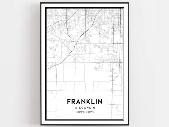 Franklin Map Art Print, Wisconsin Street Decor