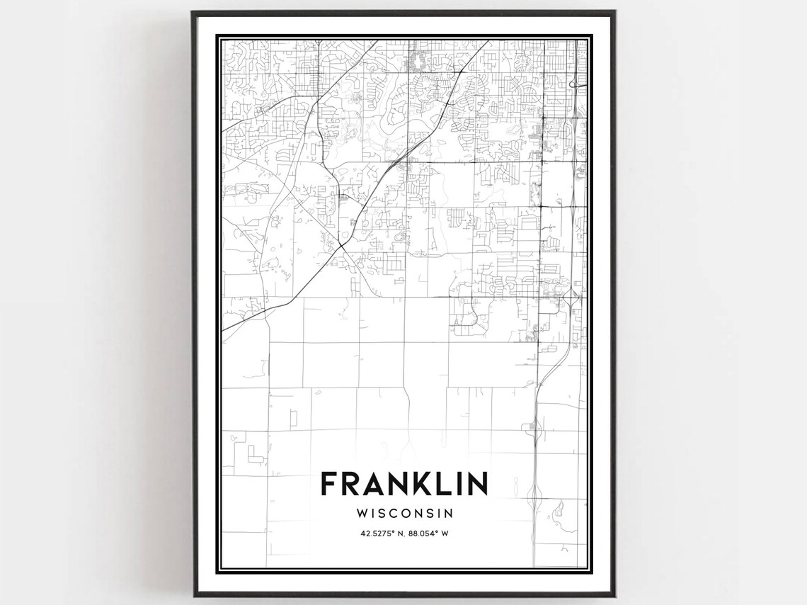 Franklin Map Art Print, Wisconsin Street Decor