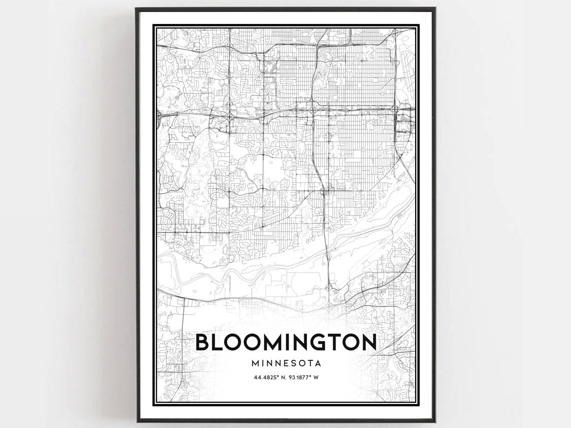 Bloomington Minnesota Minimalist Black And White City Map Poster