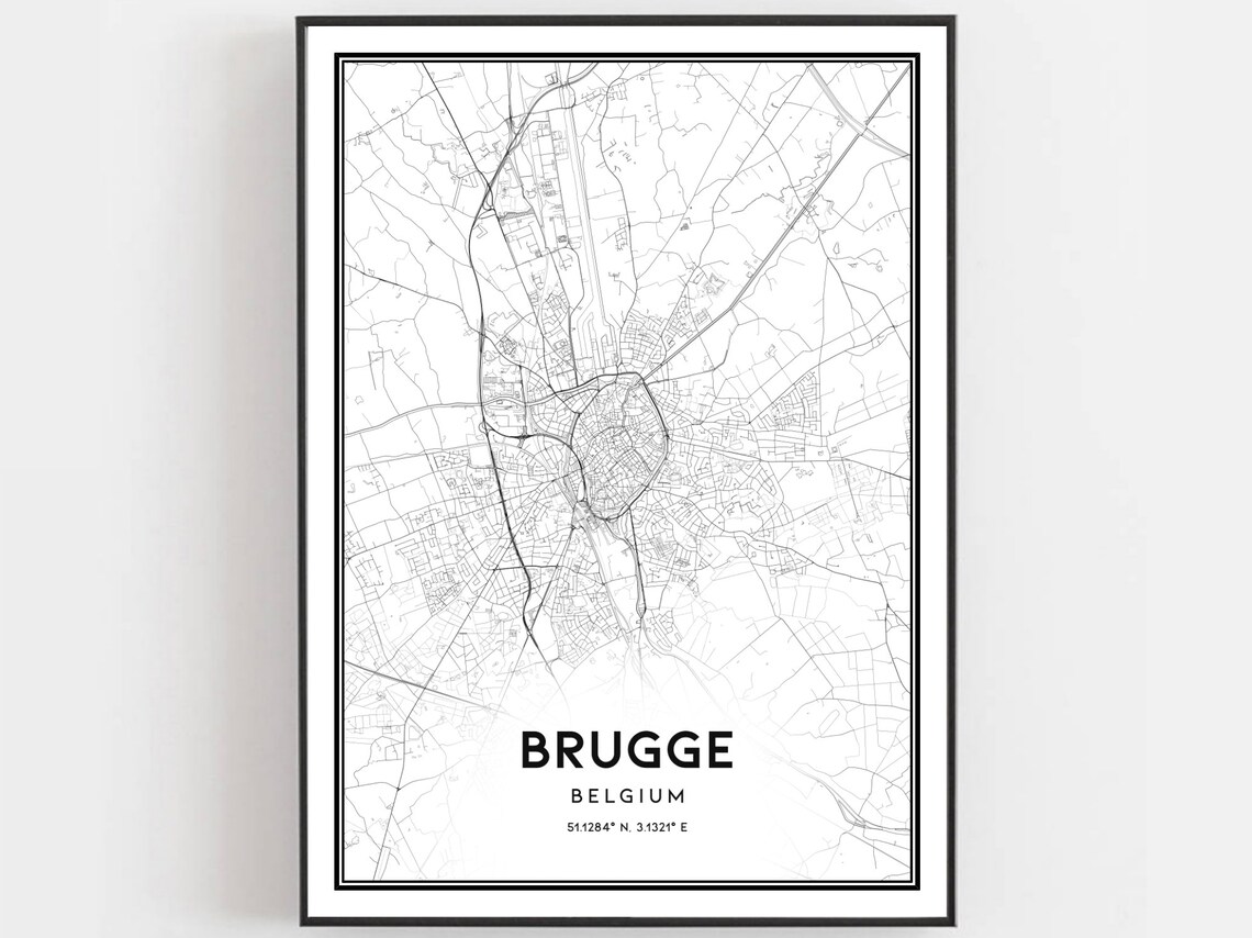 Brugge Map Poster Print, City Street Decor