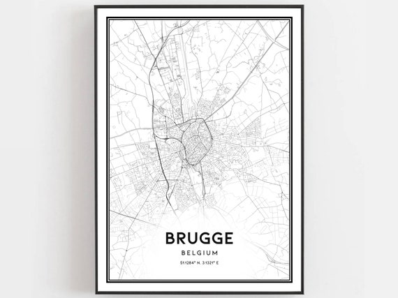 Brugge Map Poster Print, City Street Decor
