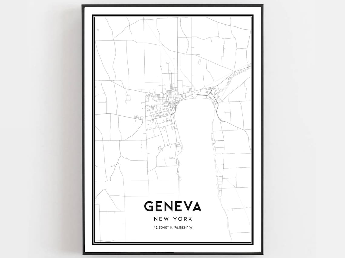 Geneva Map Poster, New York Street Decor