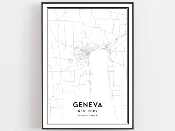 Geneva Map Poster, New York Street Decor