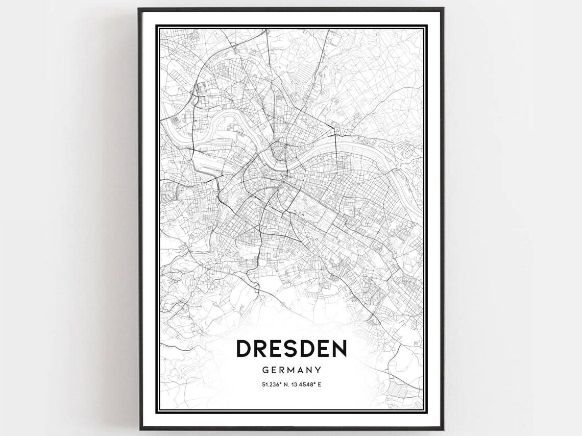 Dresden Map Print, City Street Decor Poster