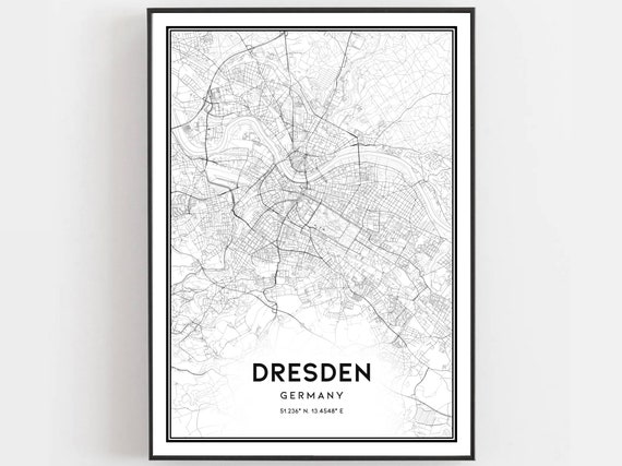 Dresden Map Print, City Street Decor Poster