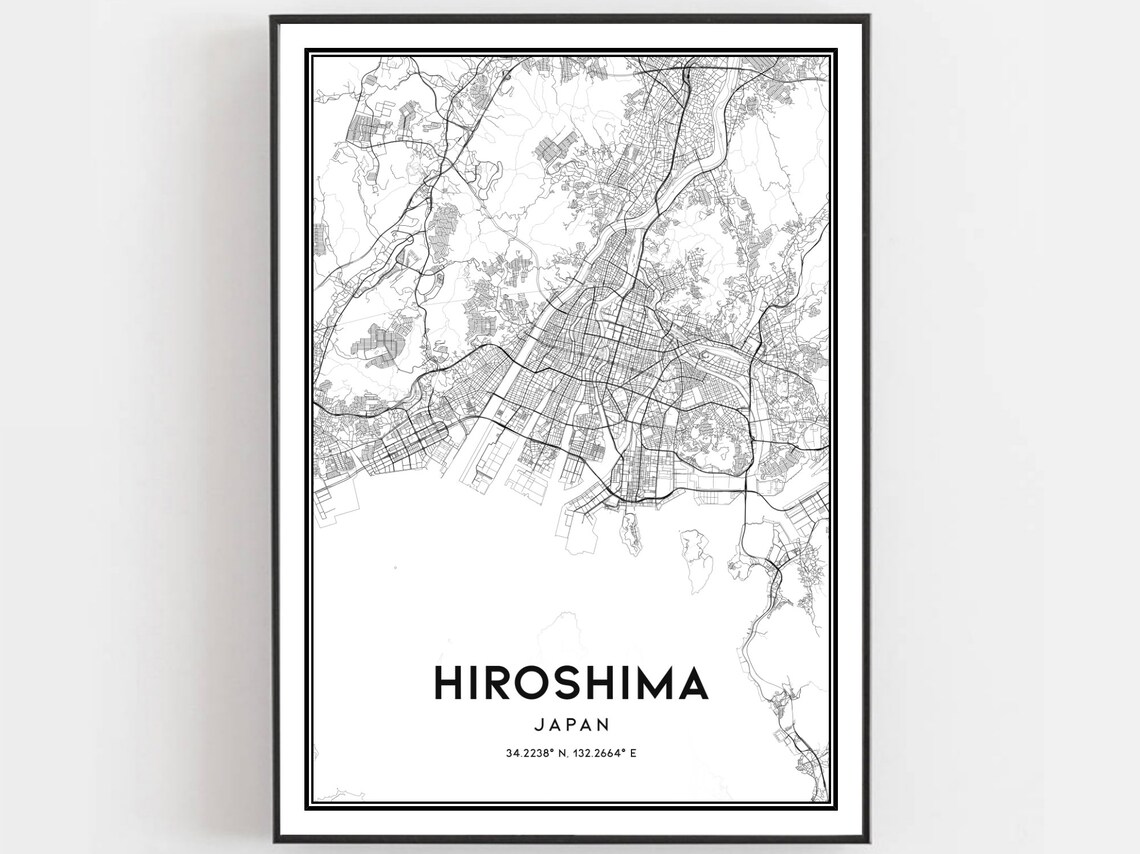 Hiroshima Map Poster, City Street Decor Gift