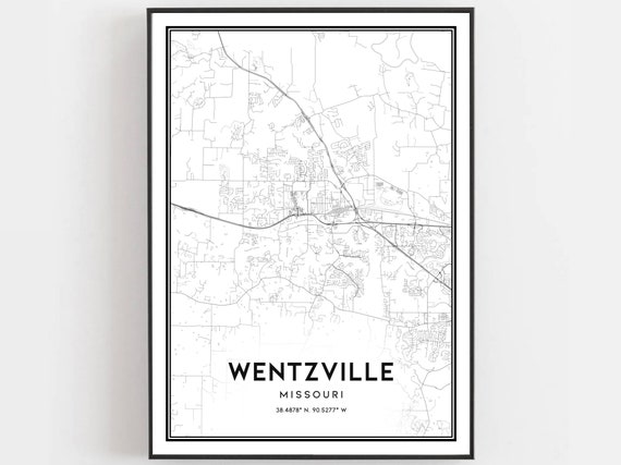 Wentzville Map Poster Print, Missouri Street Decor