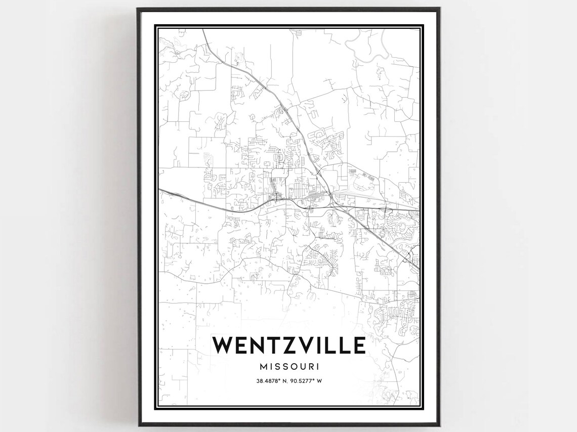 Wentzville Map Poster Print, Missouri Street Decor