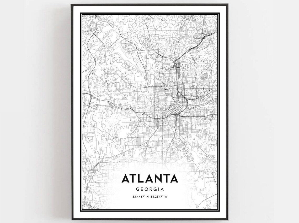 Atlanta Georgia Detailed Minimalist City Street Map Line Art Poster