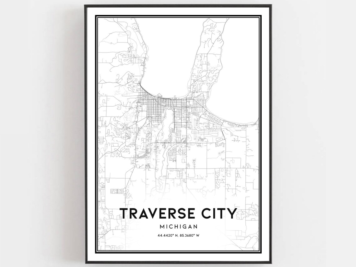 Traverse City Map Print, Michigan Street Decor