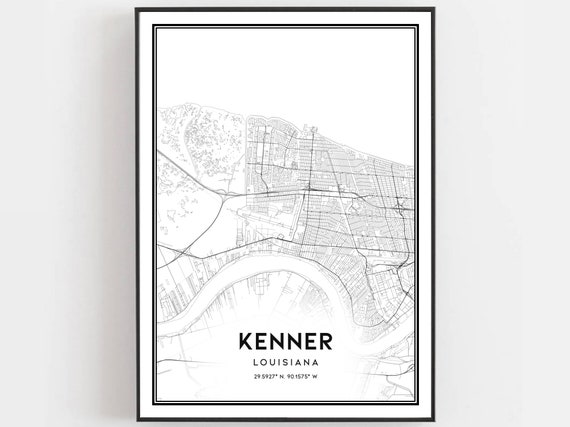 Kenner Map Print Poster Wall Art La City Louisiana Street Decor Road Gift B1145