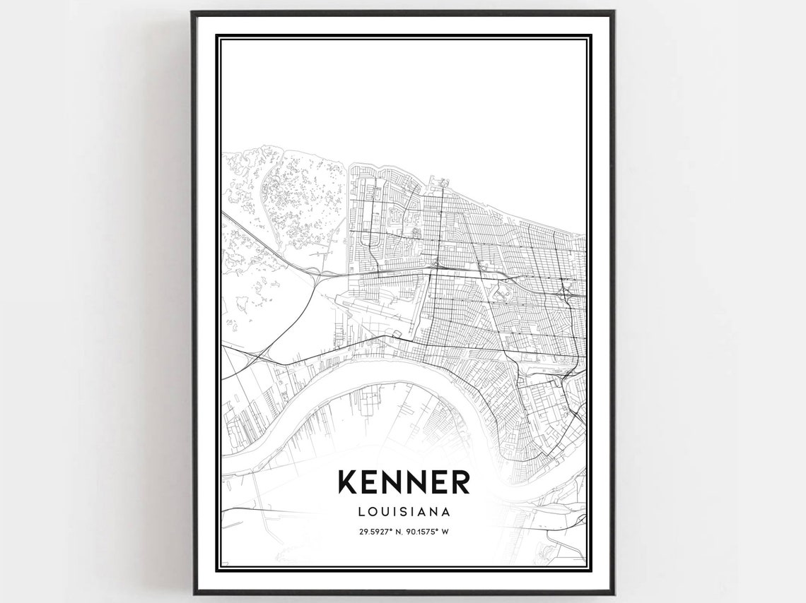 Kenner Louisiana Minimalist City Street Map Wall Decor Poster