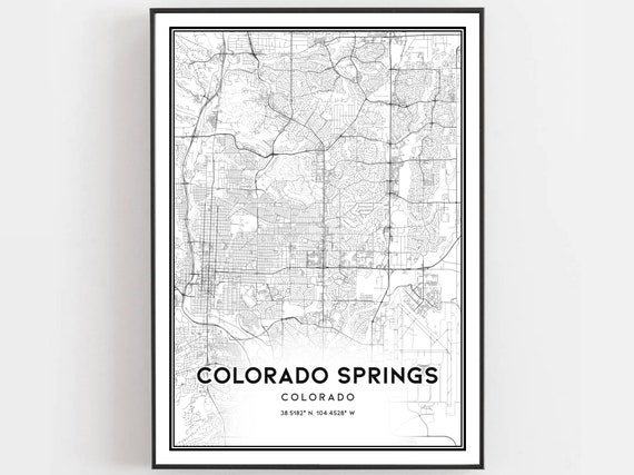 Colorado Springs Map Print Poster Wall Art Co City Street Decor Road Gift