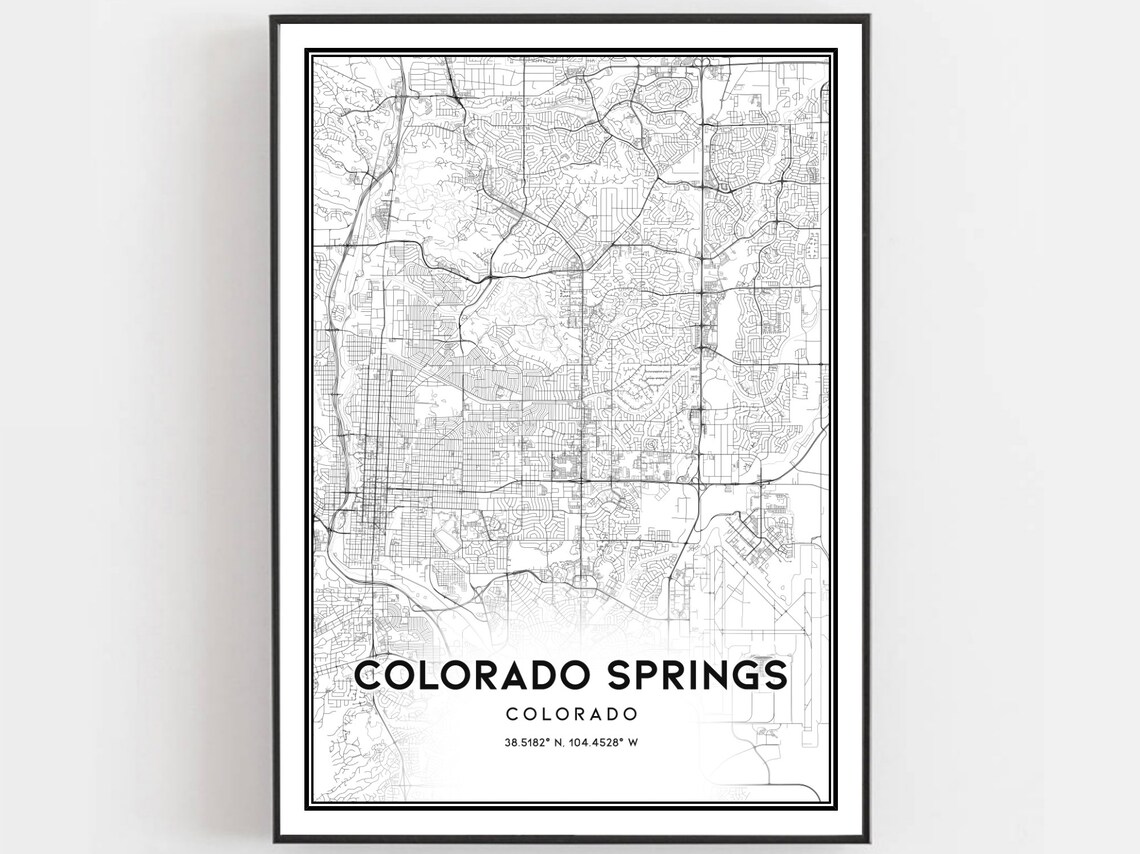 Colorado Springs Colorado Minimalist City Street Map Line Art Poster