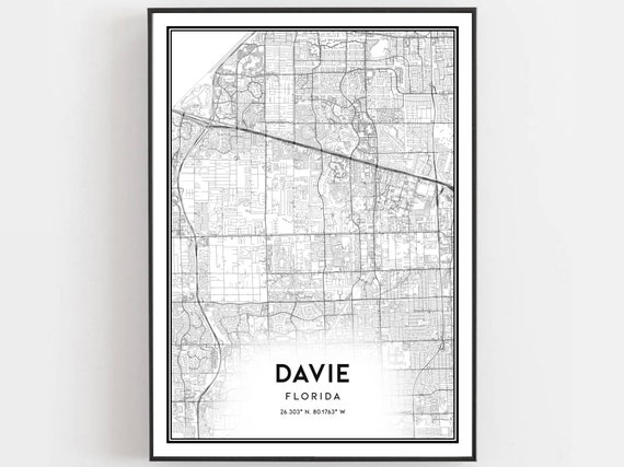 Davie Map Print, Florida Street Decor