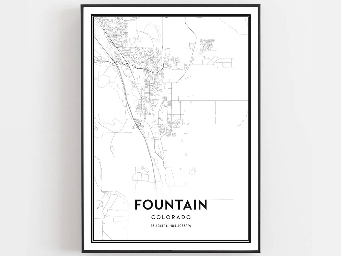 Fountain Colorado Modern Minimalist City Map Street Grid Art Poster