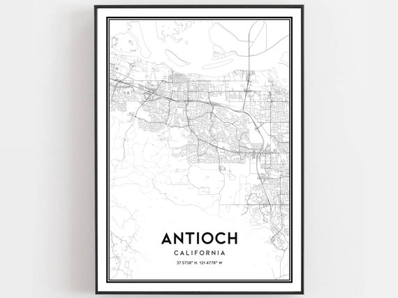 Antioch Map Print Poster Wall Art Ca City Street Decor Road Gift B506