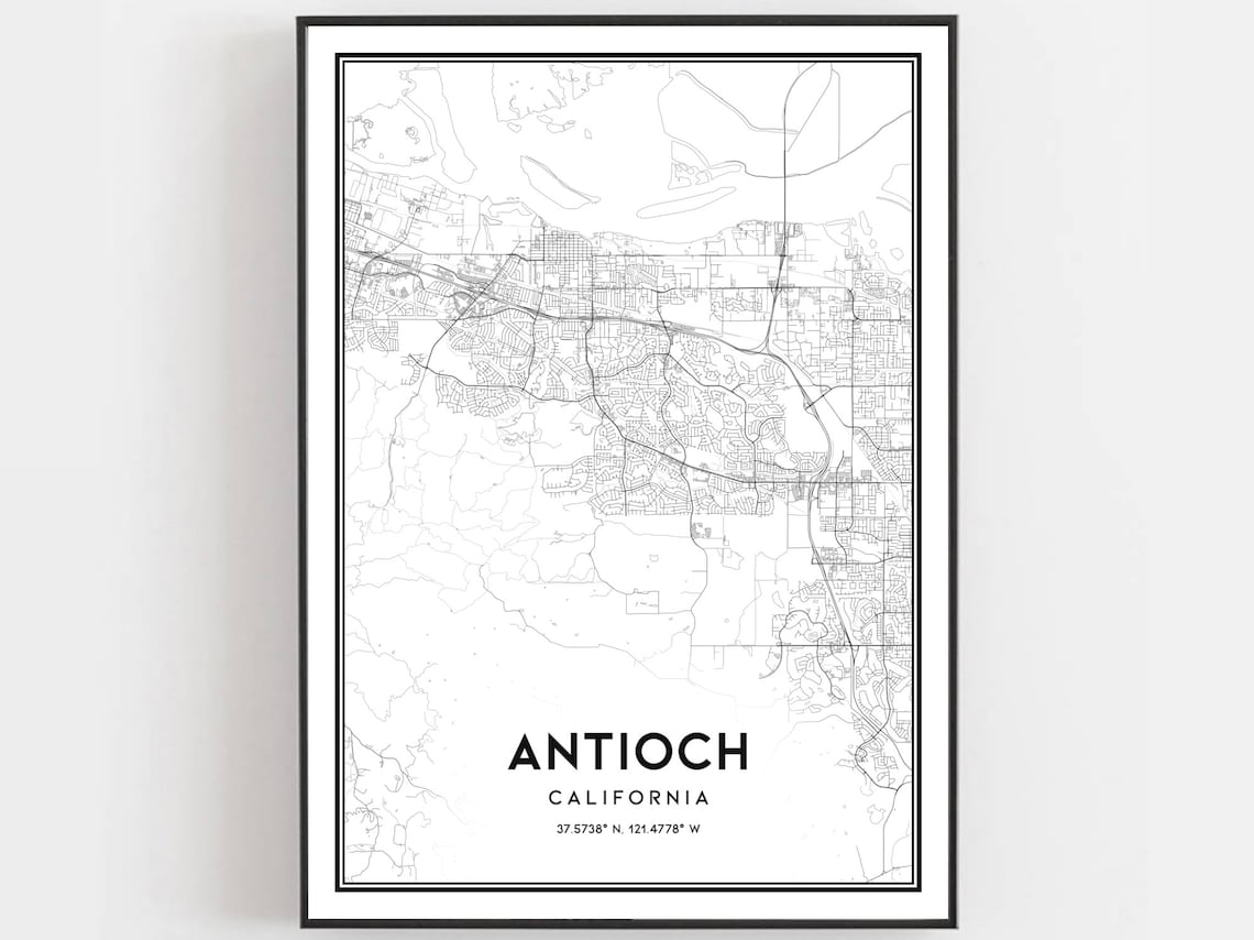 Antioch California Minimalist City Street Map Line Art Poster