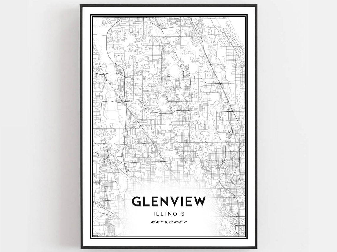 Glenview Illinois Minimal City Street Map Coordinates Poster