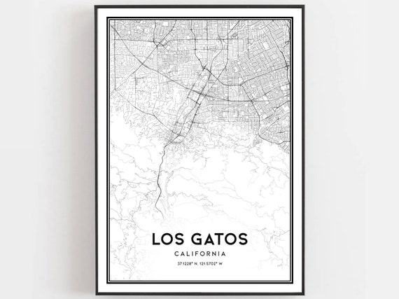 Los Gatos Map Poster Print, City Street Decor