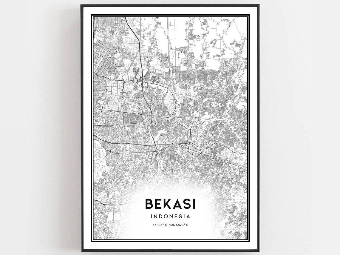 Bekasi Map Poster, City Street Decor Gift