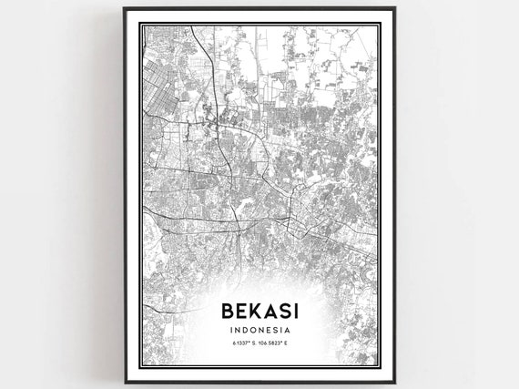 Bekasi Map Poster, City Street Decor Gift
