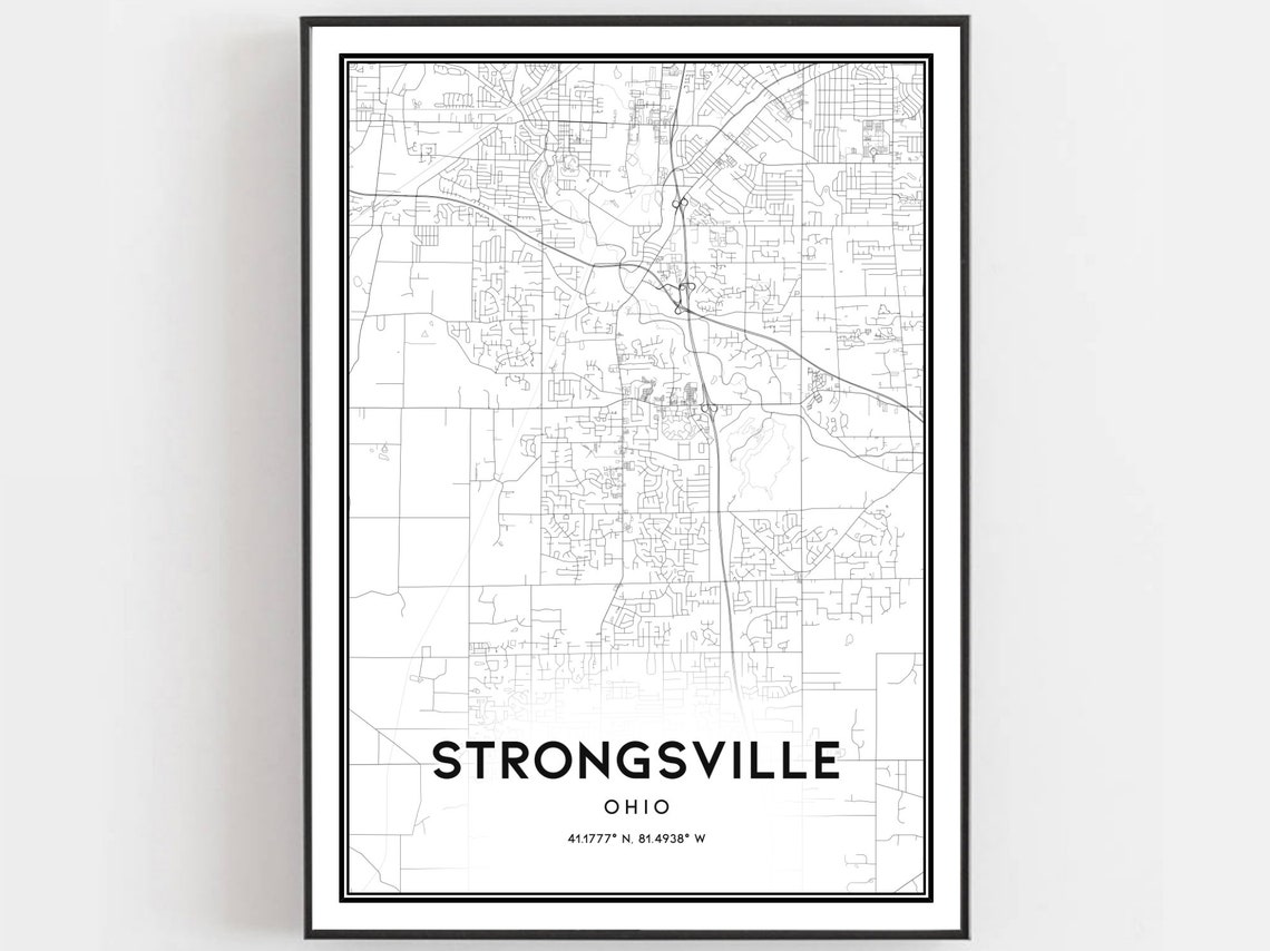 Strongsville Ohio Minimalist City Street Map Wall Decor Poster