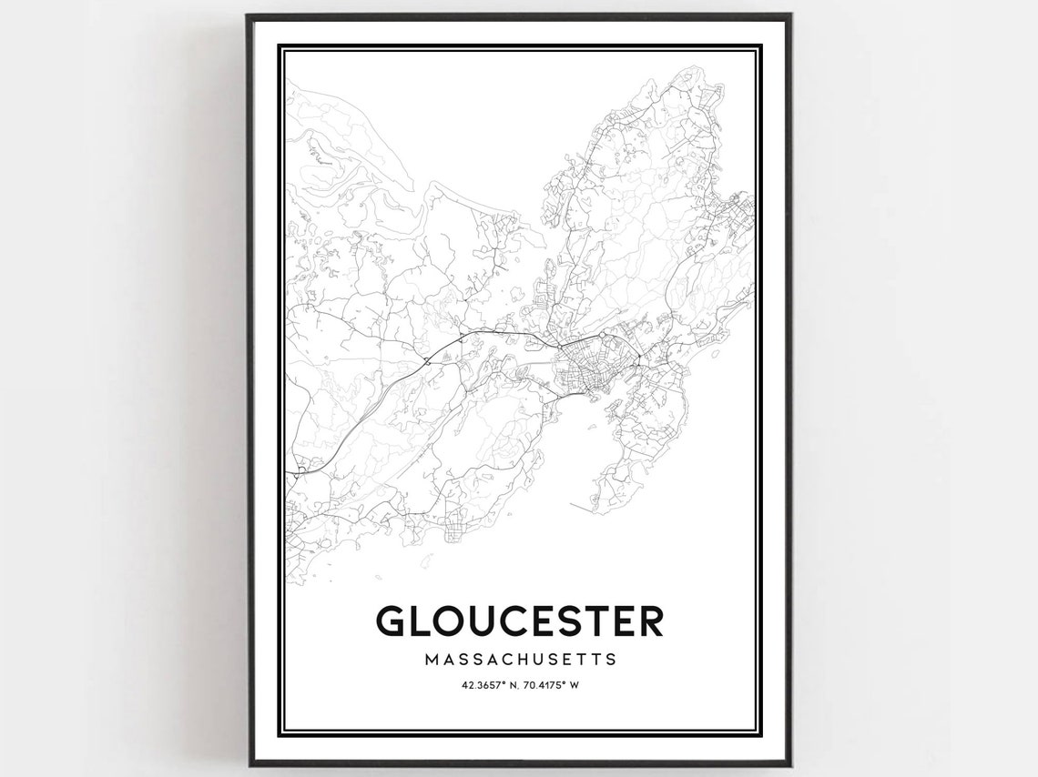 Gloucester Massachusetts City Street Map Minimalist Black White Poster
