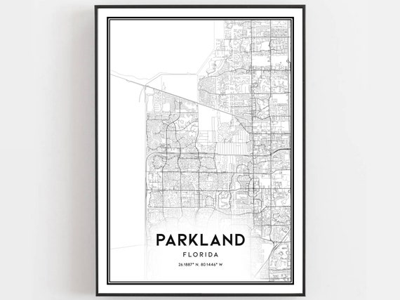 Parkland Map Print Poster Wall Art Fl City Florida Street Decor Road Gift