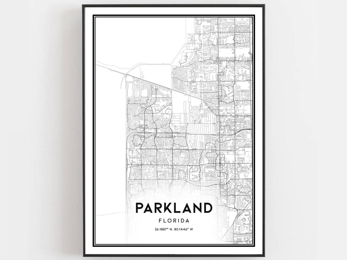Parkland Florida Minimalist City Street Map Monochrome Art Print