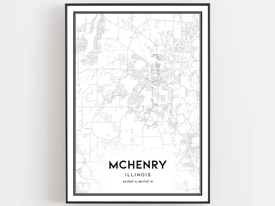 Mchenry Map, Illinois Street Decor Poster