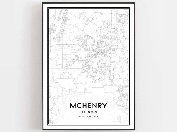 Mchenry Map, Illinois Street Decor Poster