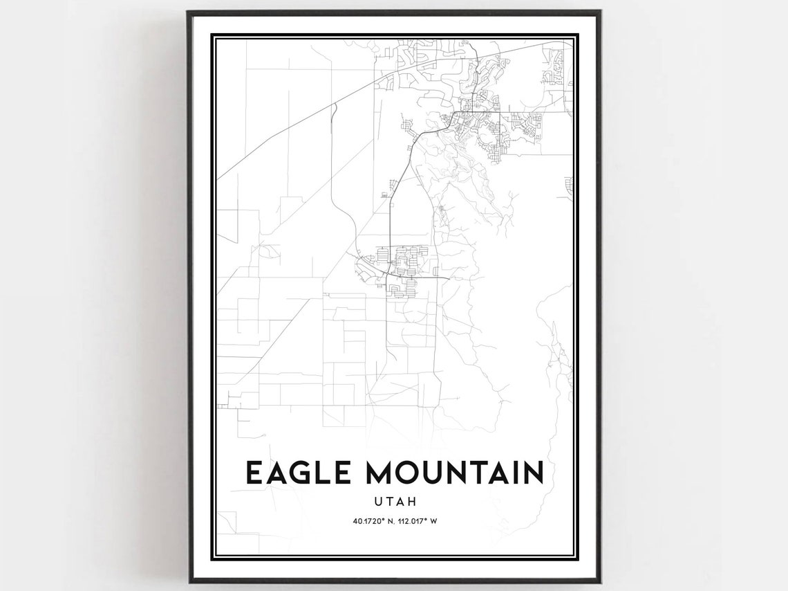 Eagle Mountain Utah Minimalist Street Map Coordinates Poster