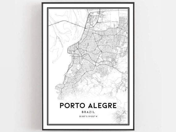 Porto Alegre Map Print Poster Wall Art City Street Decor Road Gift B69