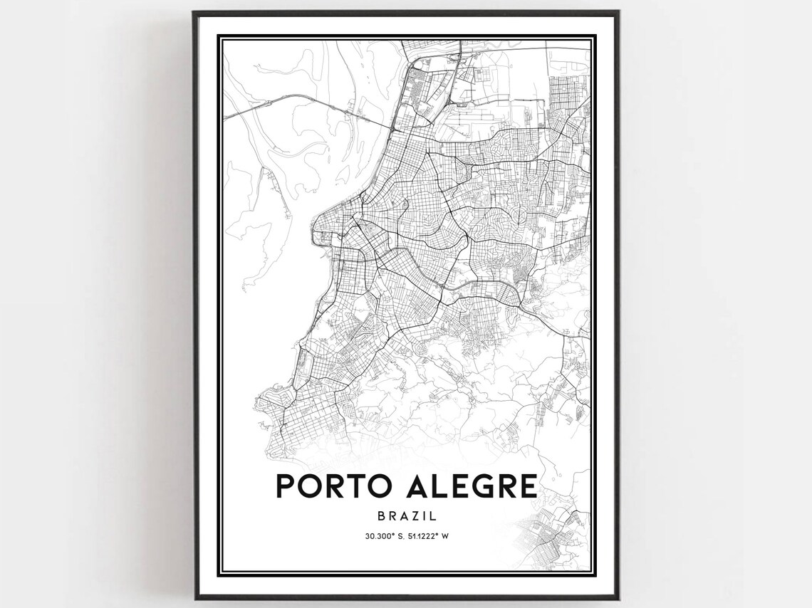Porto Alegre Brazil City Street Map Black And White Modern Poster