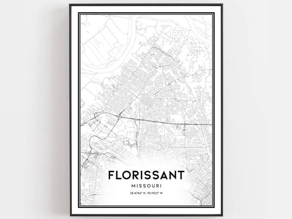 Florissant Map Print, Missouri Street Decor