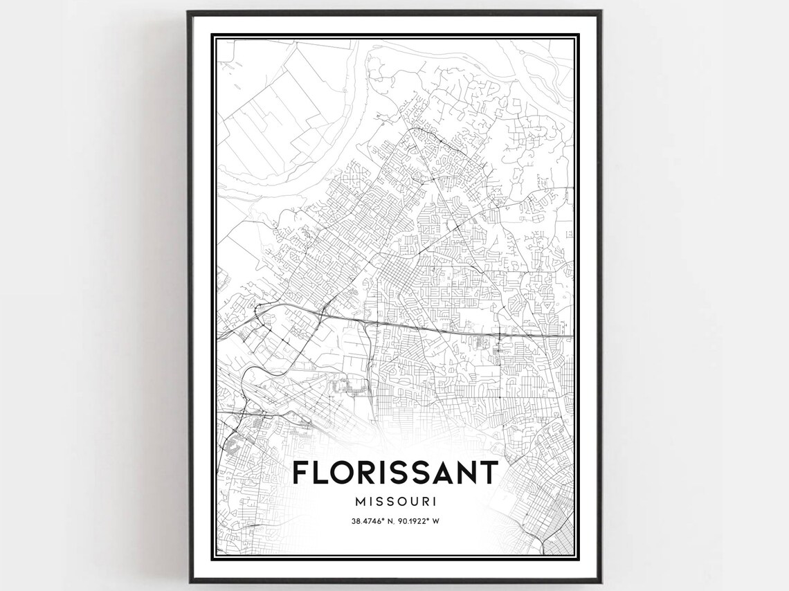 Florissant Map Print, Missouri Street Decor
