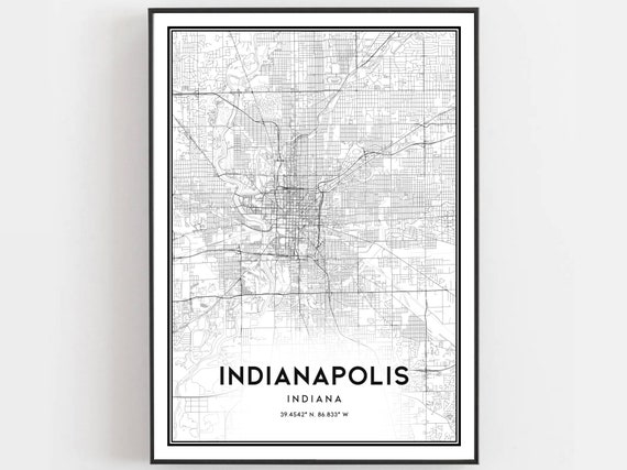 Indianapolis Map Poster Print, Indiana Street Decor