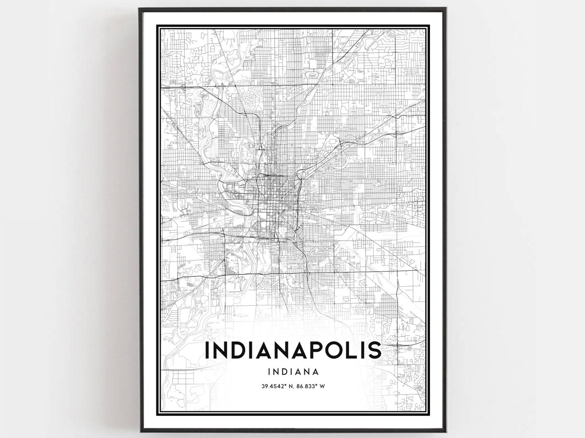 Indianapolis Map Poster Print, Indiana Street Decor