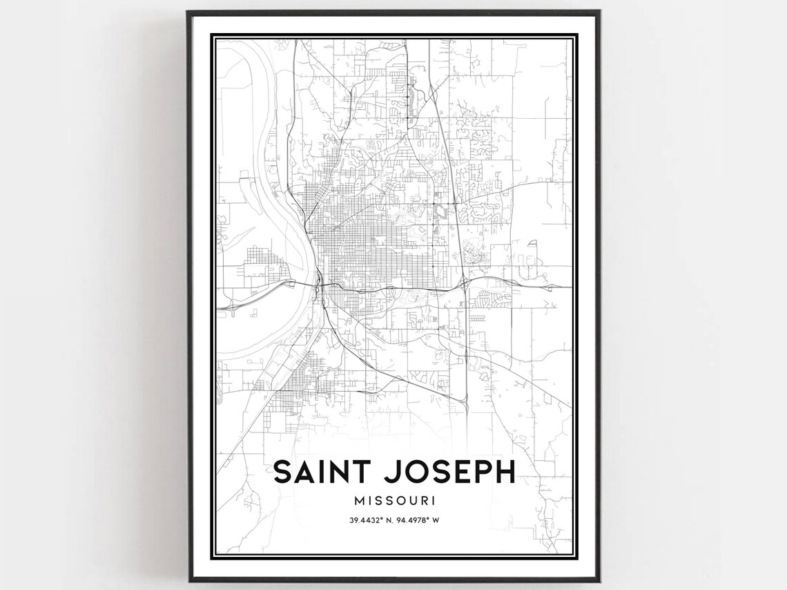 Saint Joseph Map Poster, Missouri Street Decor