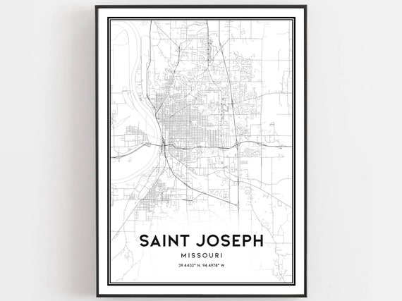 Saint Joseph Map Poster, Missouri Street Decor
