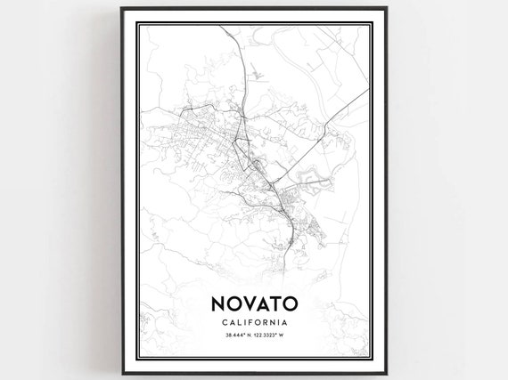 Novato Map Print Poster Wall Art Ca City Street Decor Road Gift B1293