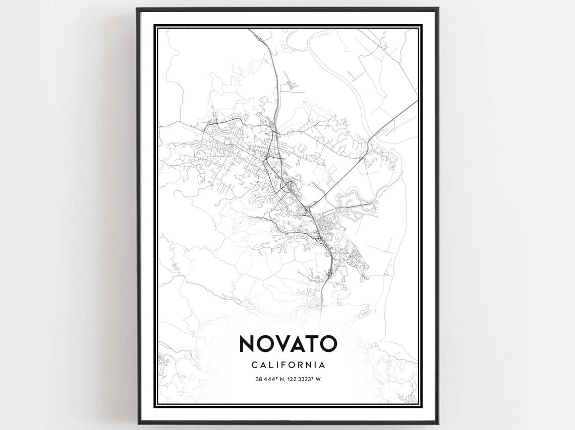 Novato California Minimalist City Street Map Wall Decor Poster