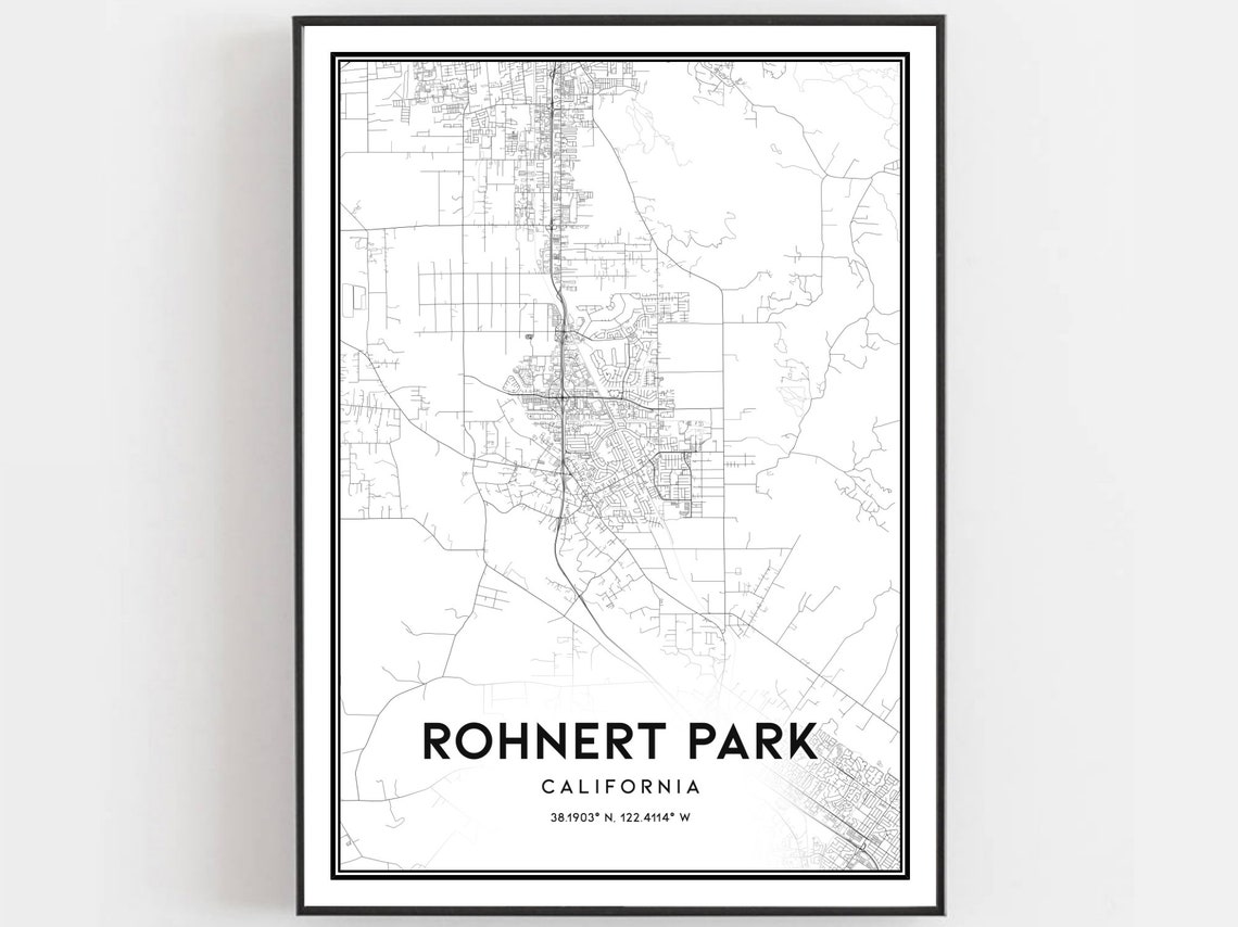 Rohnert Park California City Street Map Minimalist Art Poster