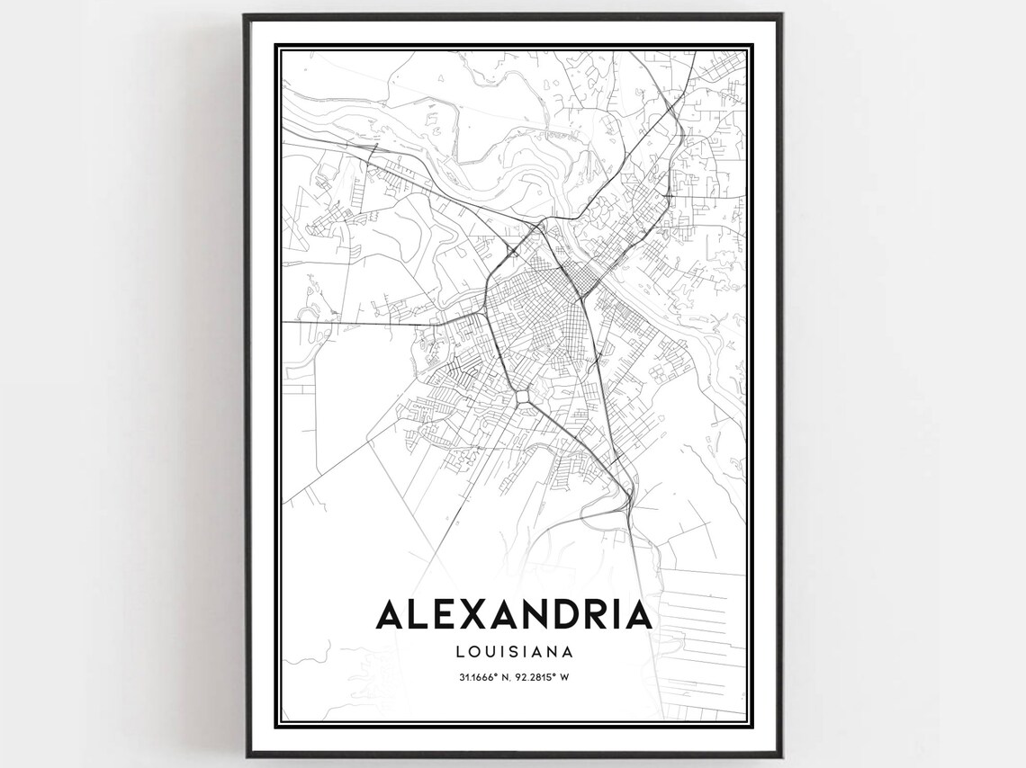 Alexandria Louisiana Minimalist City Street Map Line Art Poster