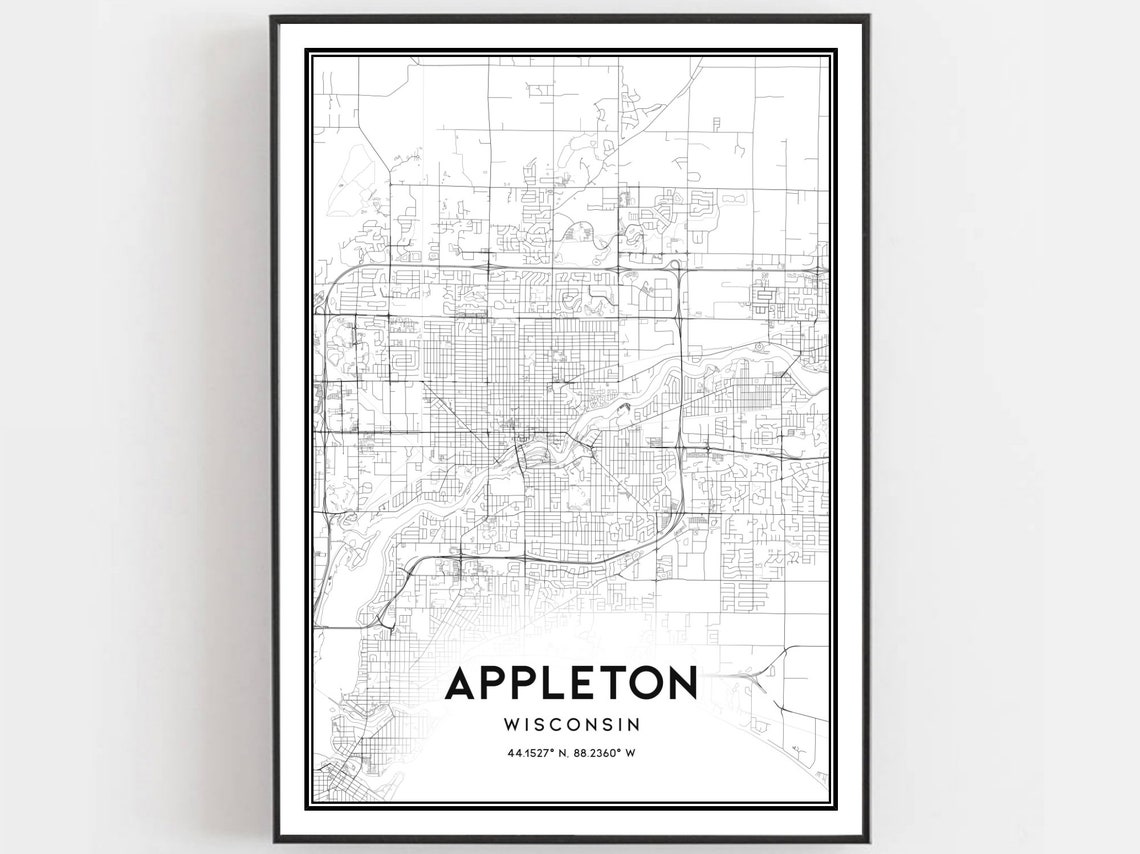 Appleton Wisconsin Minimalist City Street Map Line Art Poster