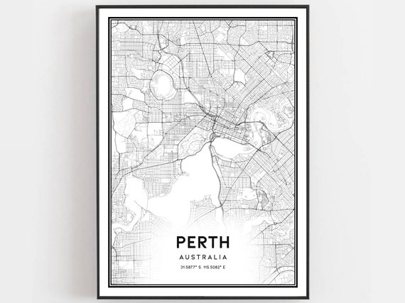 Perth Map Poster Print, City Street Decor